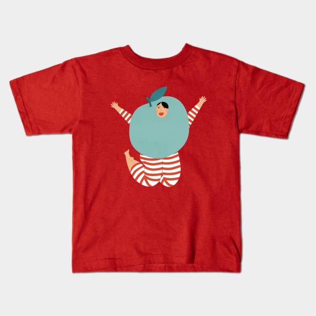 Apple worm Kids T-Shirt by damppstudio